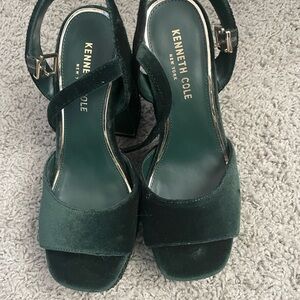 Kenneth Cole Deep Green Velvet Block Heels